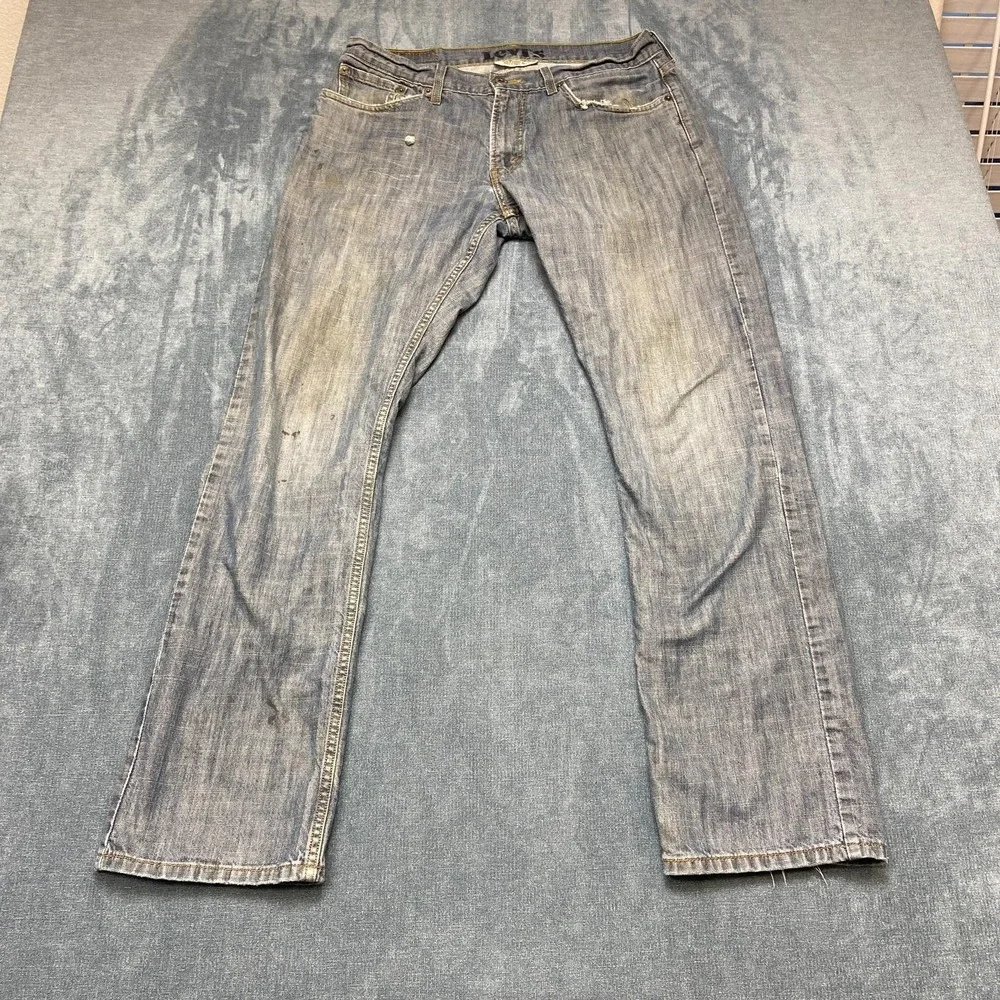 Levi's 514 Jeans Mens 33x32 Blue Denim Light Wash Slim Straight Leg Outdoor
